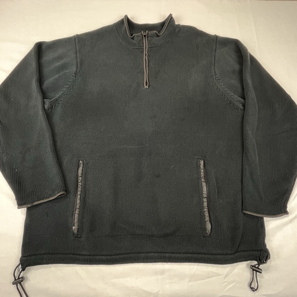 Eddie Bauer Sweater Mens XL Black‎ 1/4 Zip Long Sleeve Made in Australia